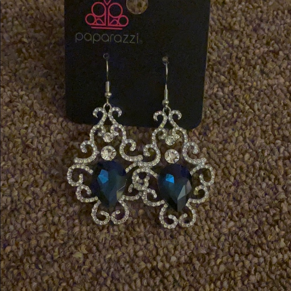 Blue Rhinestone Earrings